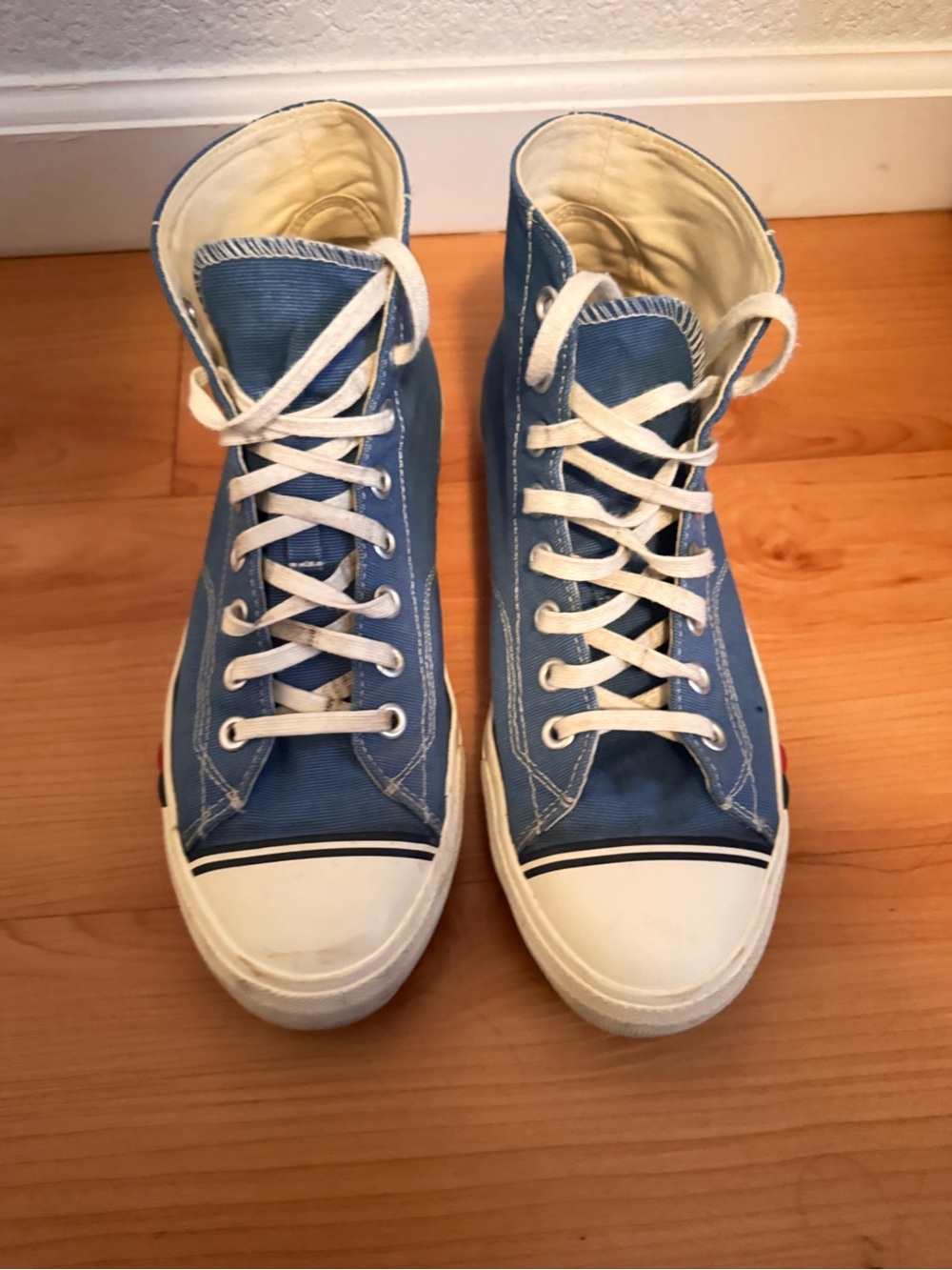 Men's Blue High-Top Canvas Sneakers with White Laces